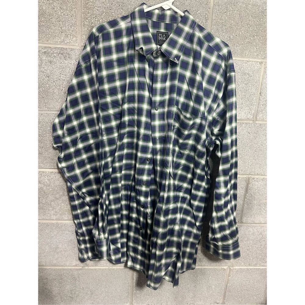 JoS.A.Bank Traveler Long Sleeve Button Down Plaid Shirt Men's 2X